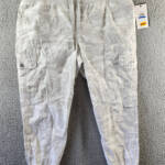 DKNY Camo Print Cropped Cargo Jogger Pants Women's XL Grey Drawstring Waist