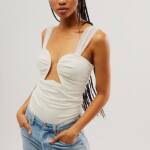 Free People Double Take Bodysuit Women's Lar Ivory Pullover