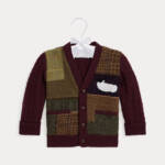 Ralph Lauren Wool Blend Patchwork V-Neck Cardigan Baby Boys' 9-12M Multi L/S