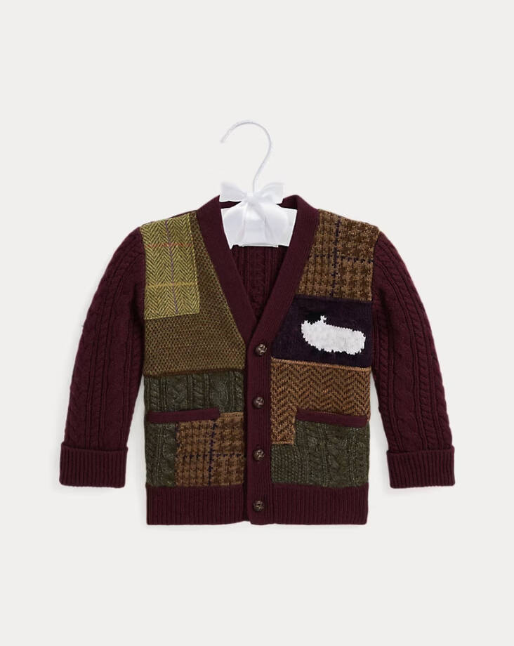 Ralph Lauren Wool Blend Patchwork V-Neck Cardigan Baby Boys' 9-12M Multi L/S