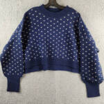 Free People Easy Street Patterned Crop Mock Sweater Women's L Cherry Cream Combo