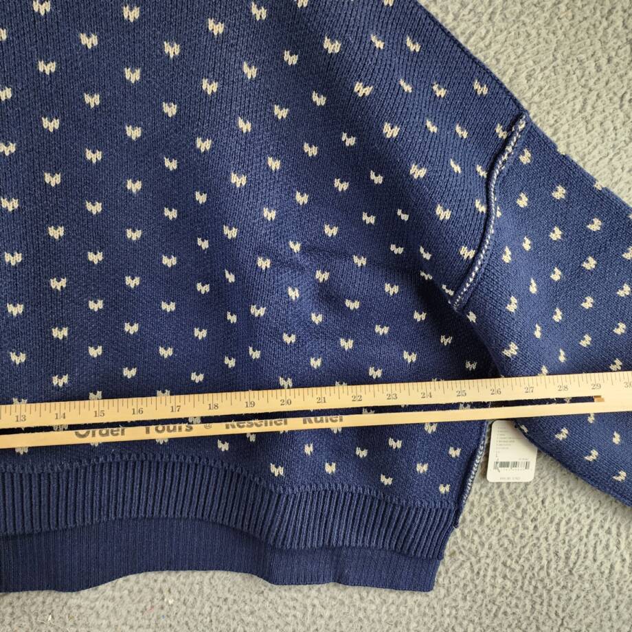 Free People Easy Street Patterned Crop Mock Sweater Women's L Cherry Cream Combo