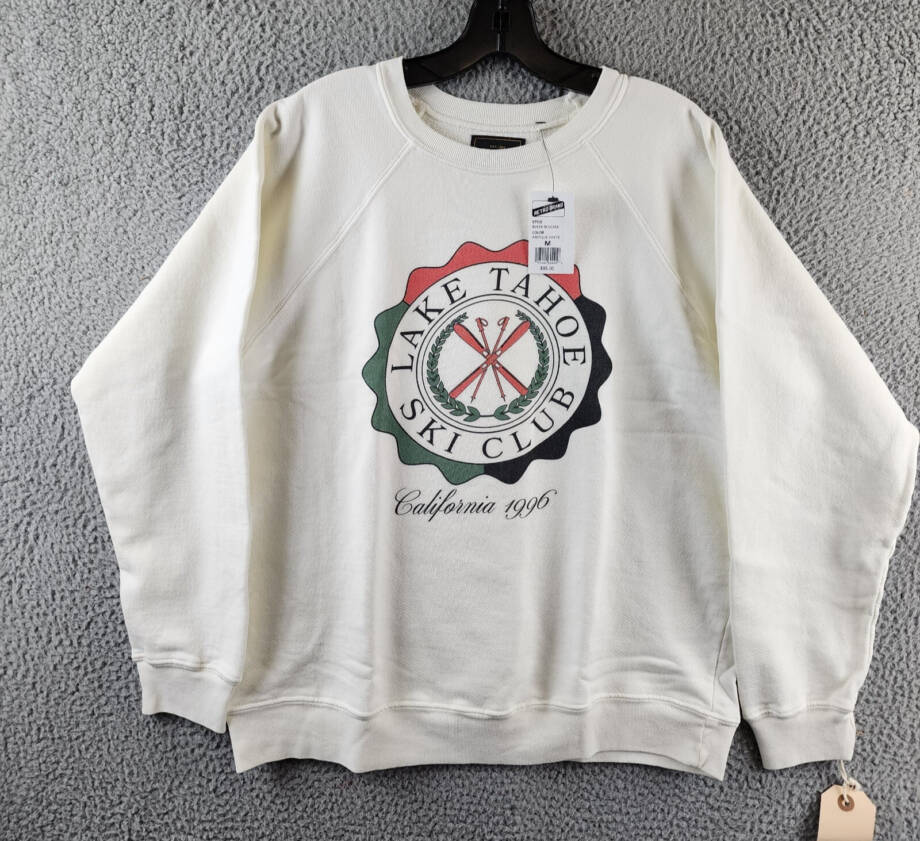 Retro Brand Long Sleeves Crewneck Graphic Sweatshirt Women's M Antique White