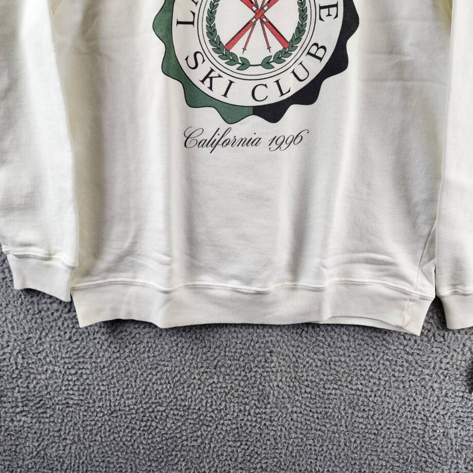Retro Brand Long Sleeves Crewneck Graphic Sweatshirt Women's M Antique White