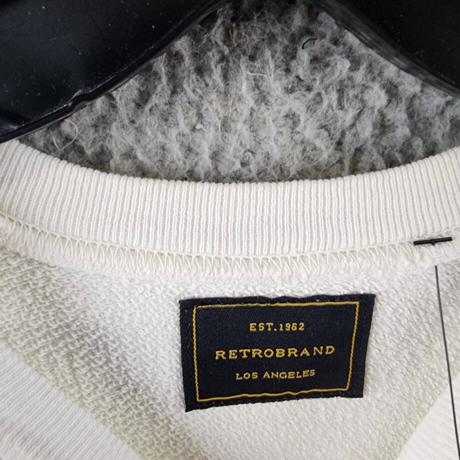 Retro Brand Long Sleeves Crewneck Graphic Sweatshirt Women's M Antique White