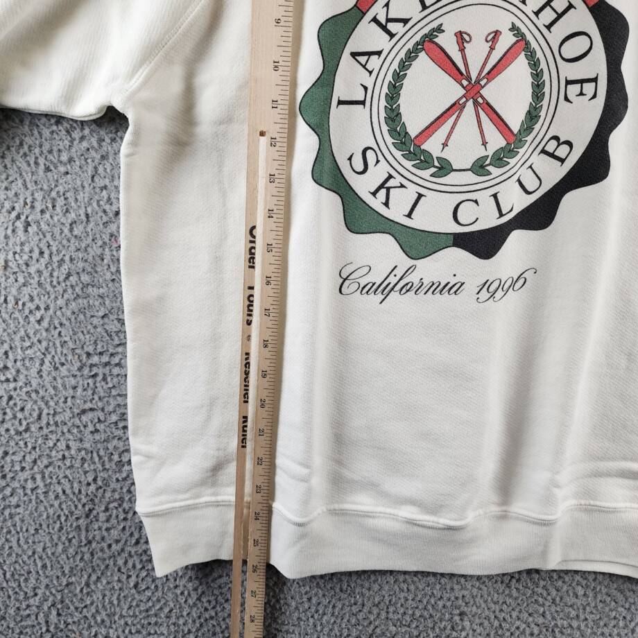 Retro Brand Long Sleeves Crewneck Graphic Sweatshirt Women's M Antique White