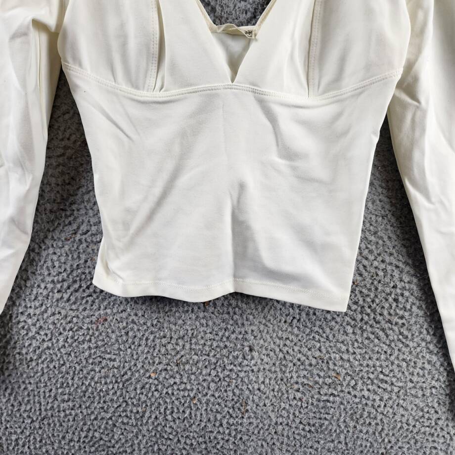 Free People Duo Corset Long Sleeve Top Women's XS Ivory Pullover
