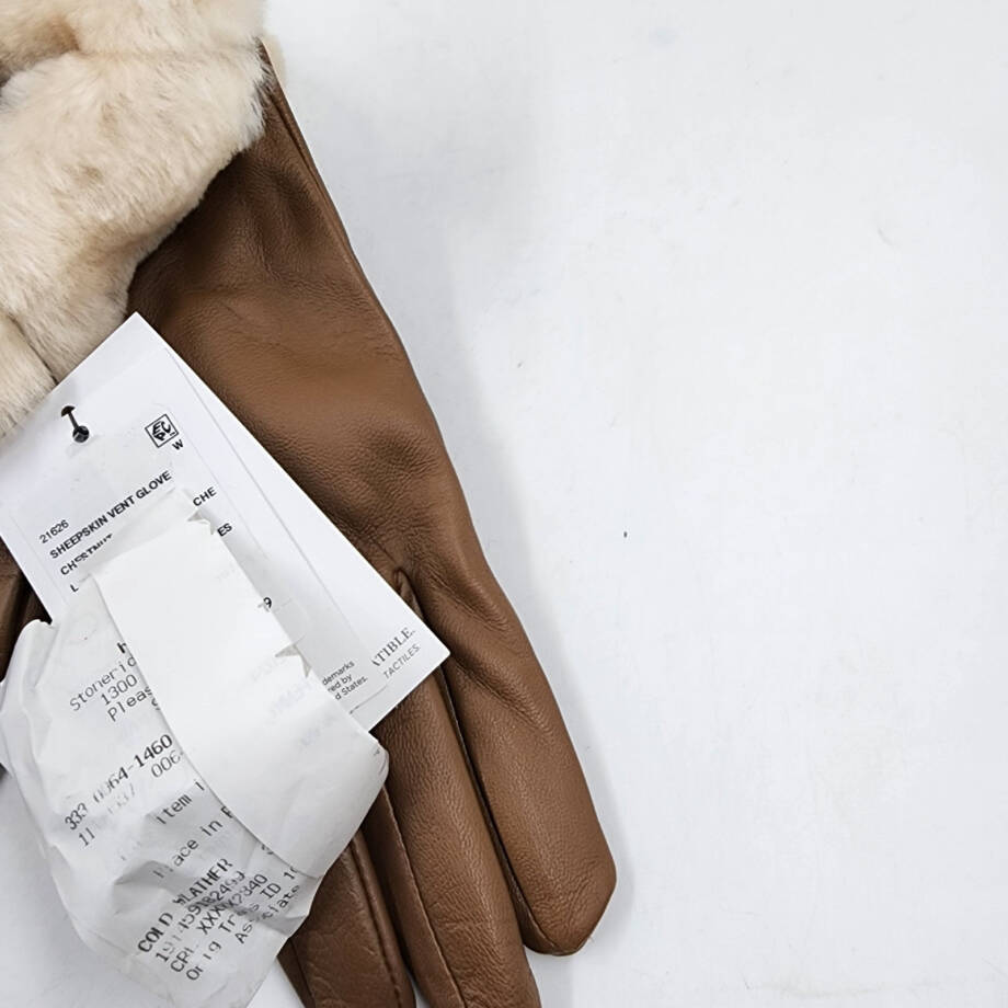 UGG Tech-Compatible Shearling Leather Gloves Women's L Chestnut