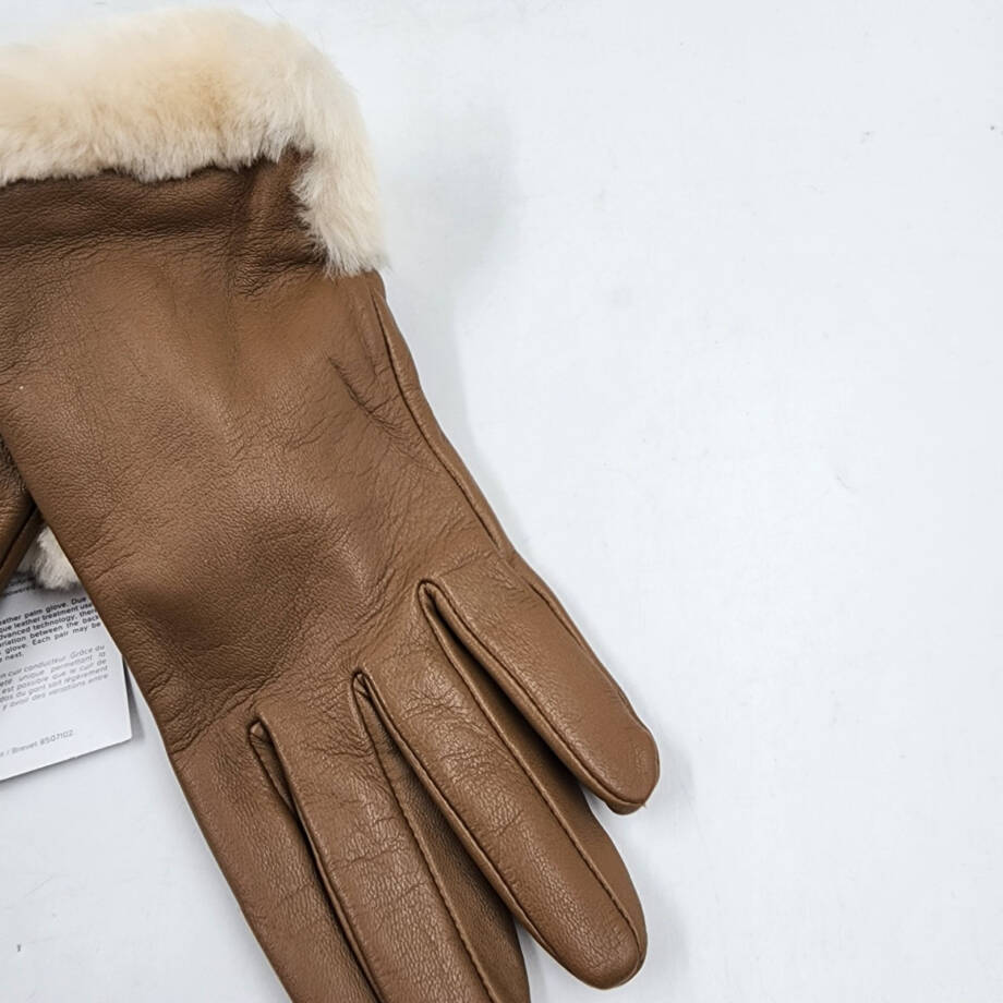 UGG Tech-Compatible Shearling Leather Gloves Women's L Chestnut
