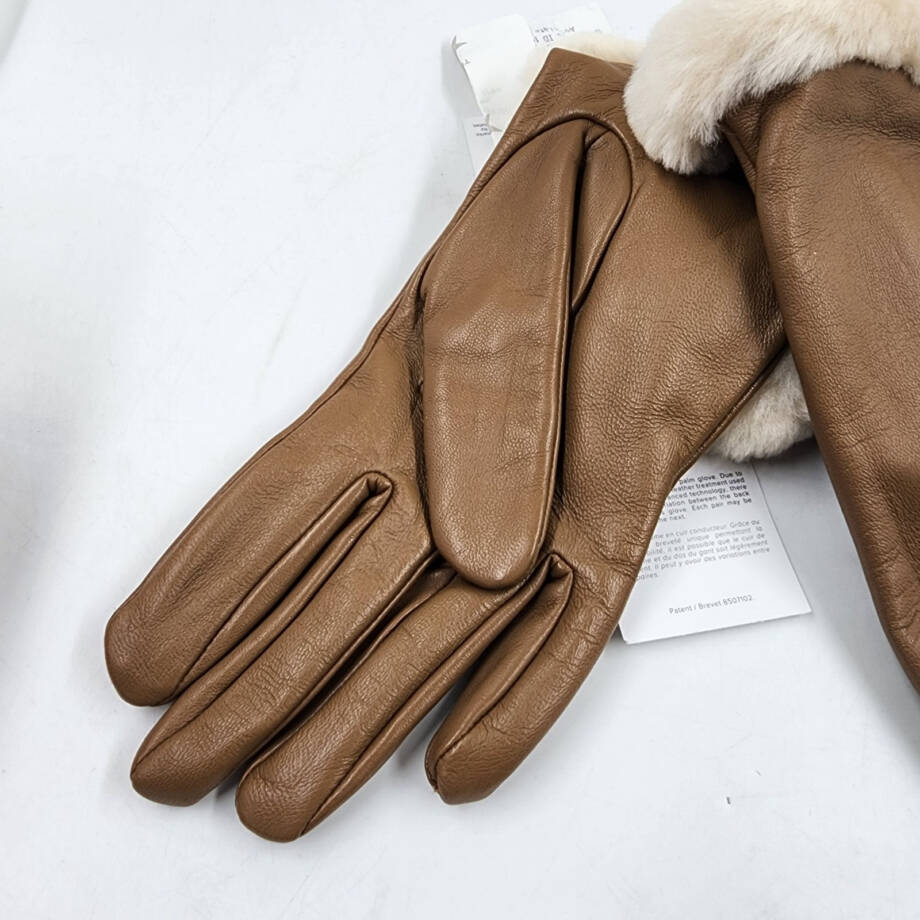 UGG Tech-Compatible Shearling Leather Gloves Women's L Chestnut
