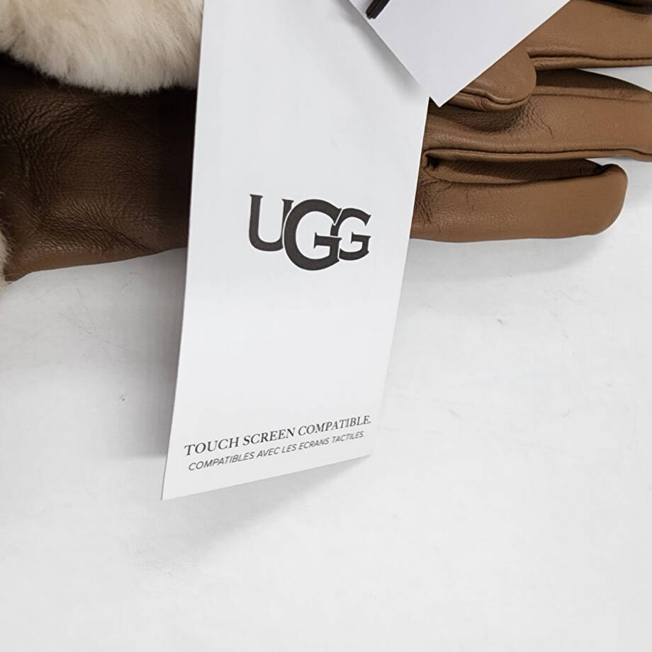 UGG Tech-Compatible Shearling Leather Gloves Women's L Chestnut