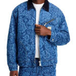 Roy Roger's x Dave's New York Zip Front Lasered Denim Jacket Men's M Blue L/S