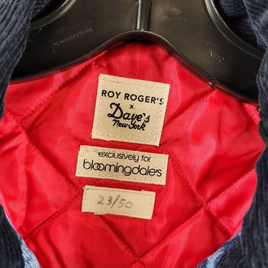 Roy Roger's x Dave's New York Zip Front Lasered Denim Jacket Men's M Blue L/S