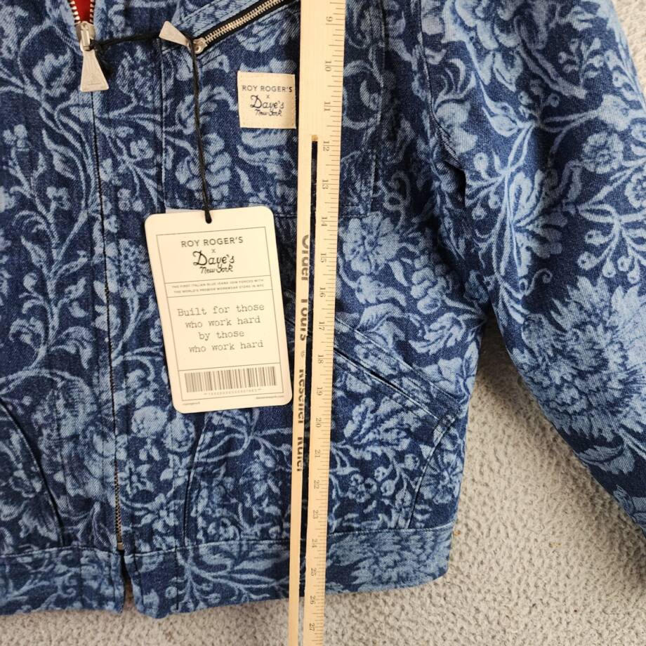 Roy Roger's x Dave's New York Zip Front Lasered Denim Jacket Men's M Blue L/S