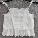 Polo Ralph Lauren Sleeveless Eyelet Top Girls 5 White Back Button Closure Ruffle