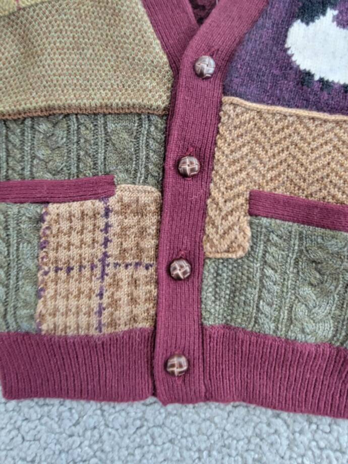 Ralph Lauren Wool Blend Patchwork V-Neck Cardigan Baby Boys' 9-12M Multi L/S