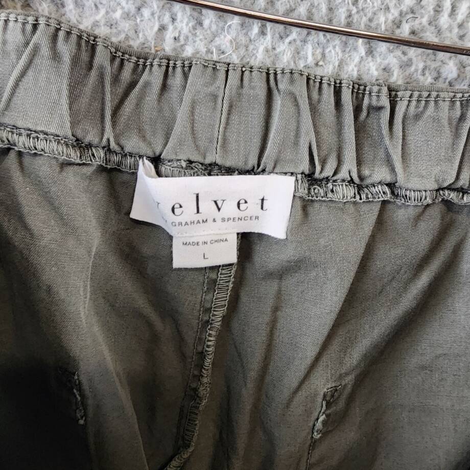 Velvet by Graham & Spencer Misty Drawstring Cotton Pants Women's L Tundra Grey