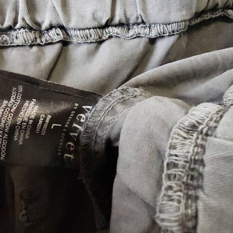 Velvet by Graham & Spencer Misty Drawstring Cotton Pants Women's L Tundra Grey