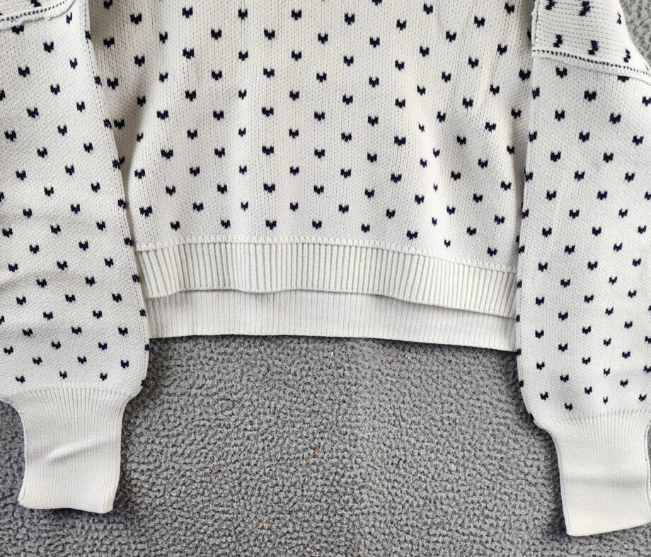 Free People Pattern Easy Street Crop Sweater Women's L White Navy Combo Pullover