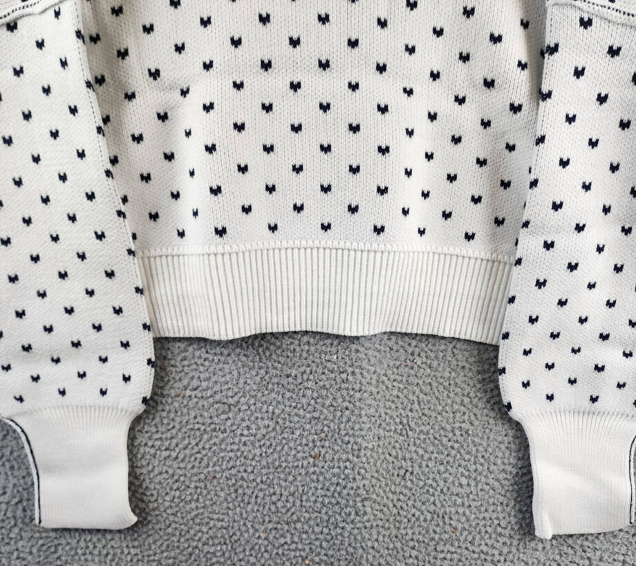 Free People Pattern Easy Street Crop Sweater Women's L White Navy Combo Pullover