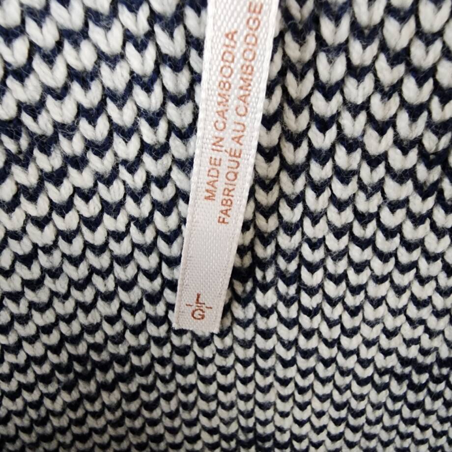 Free People Pattern Easy Street Crop Sweater Women's L White Navy Combo Pullover