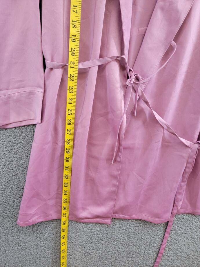 State of Day Crepe De Chine Self-Tie Robe Women's M Mauve Orchid Long Sleeve