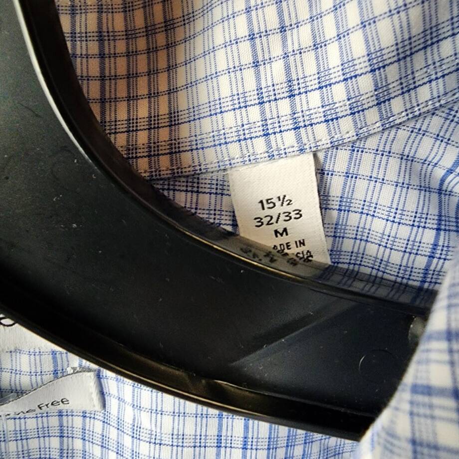 Calvin Klein Steel + Slim Fit Check Dress Shirt Men's M 32/33 15.5 Light Blue