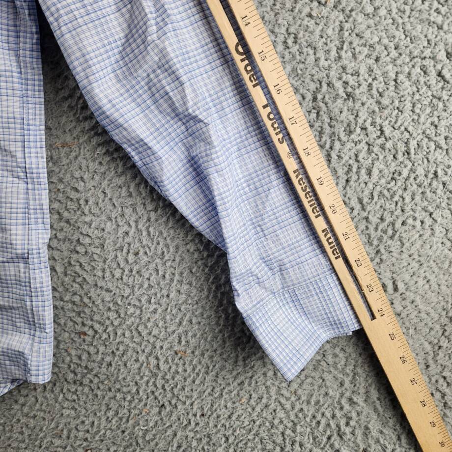 Calvin Klein Steel + Slim Fit Check Dress Shirt Men's M 32/33 15.5 Light Blue