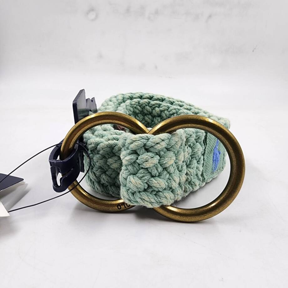 Polo Ralph Lauren Braided Belt Men's M Faded Mint Double O Ring Embroidered Logo