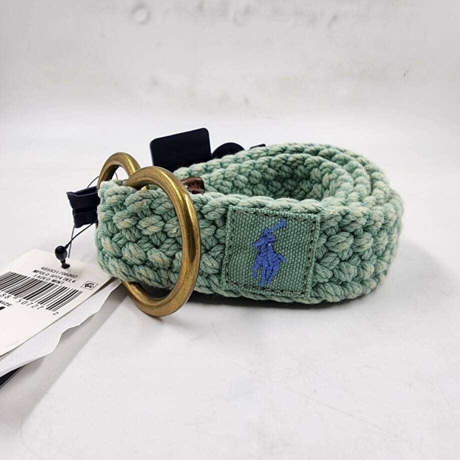 Polo Ralph Lauren Braided Belt Men's M Faded Mint Double O Ring Embroidered Logo
