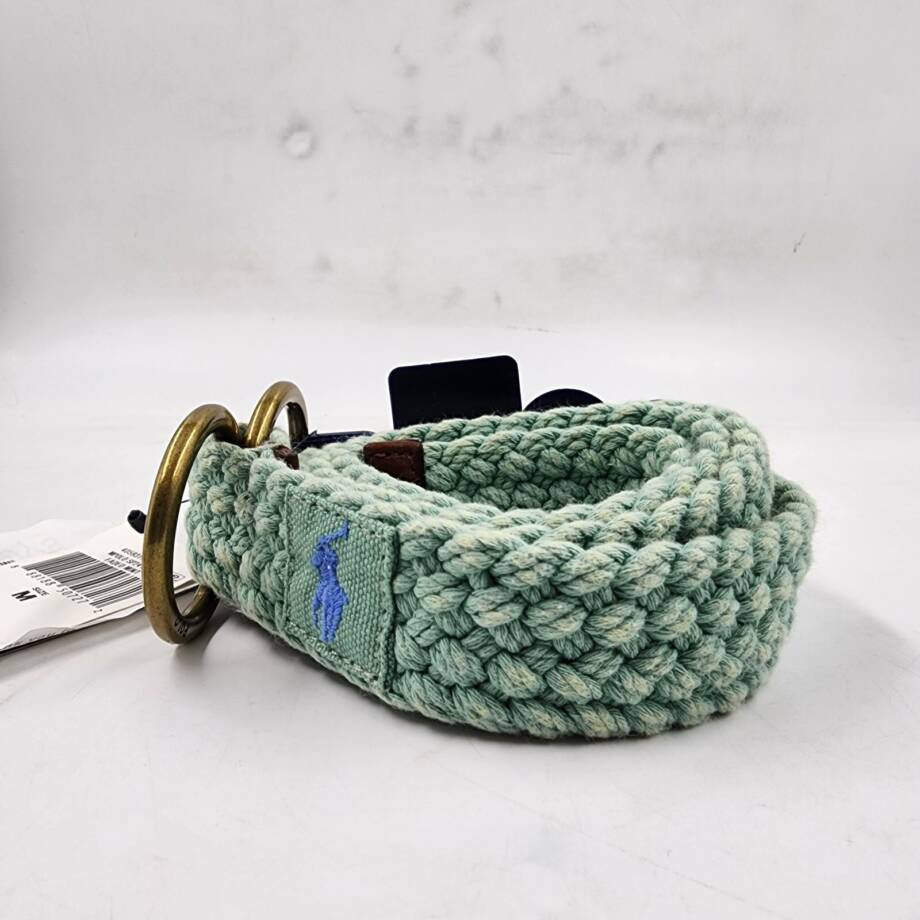 Polo Ralph Lauren Braided Belt Men's M Faded Mint Double O Ring Embroidered Logo