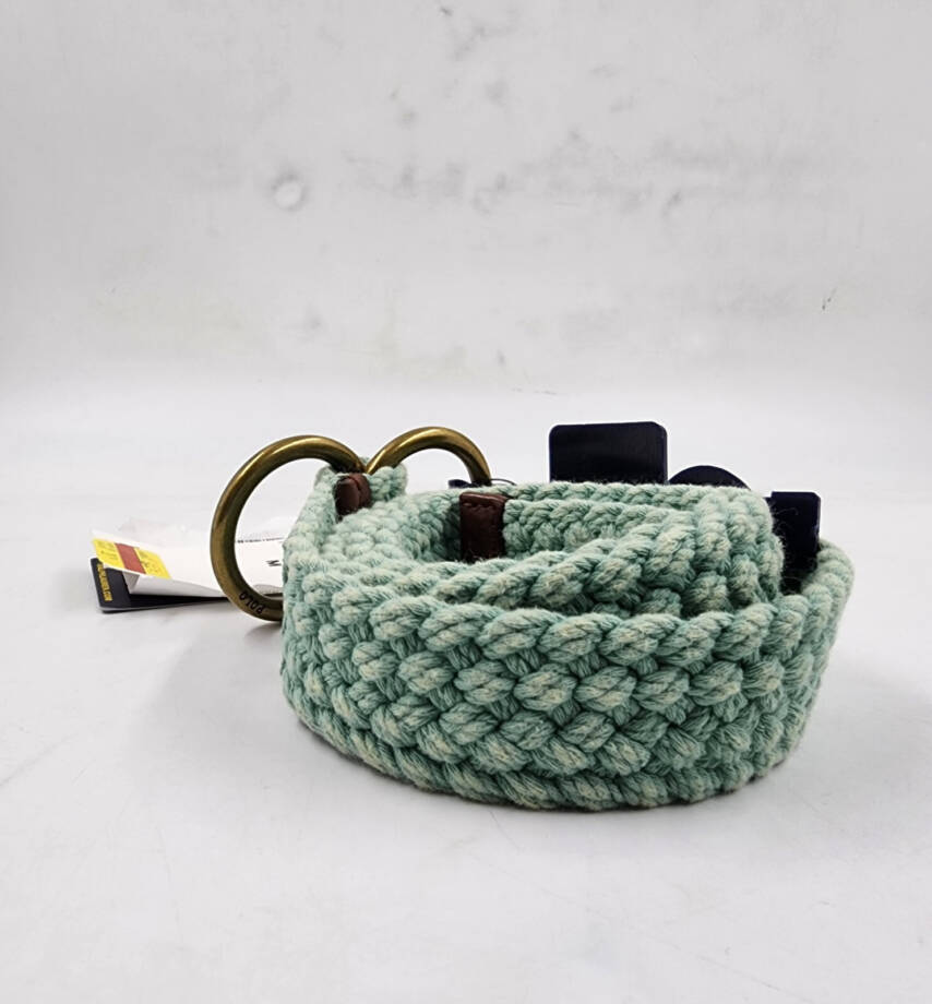 Polo Ralph Lauren Braided Belt Men's M Faded Mint Double O Ring Embroidered Logo
