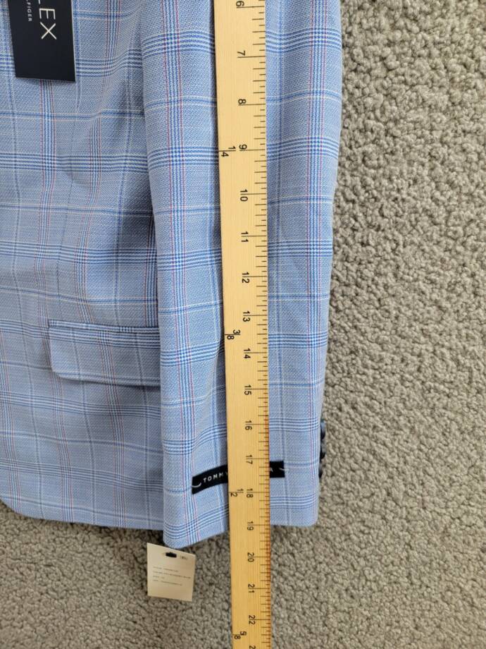 Tommy Hilfiger Stretch Deco Plaid Sport Coat Big Boys 10 Blue Flap Pockets L/S