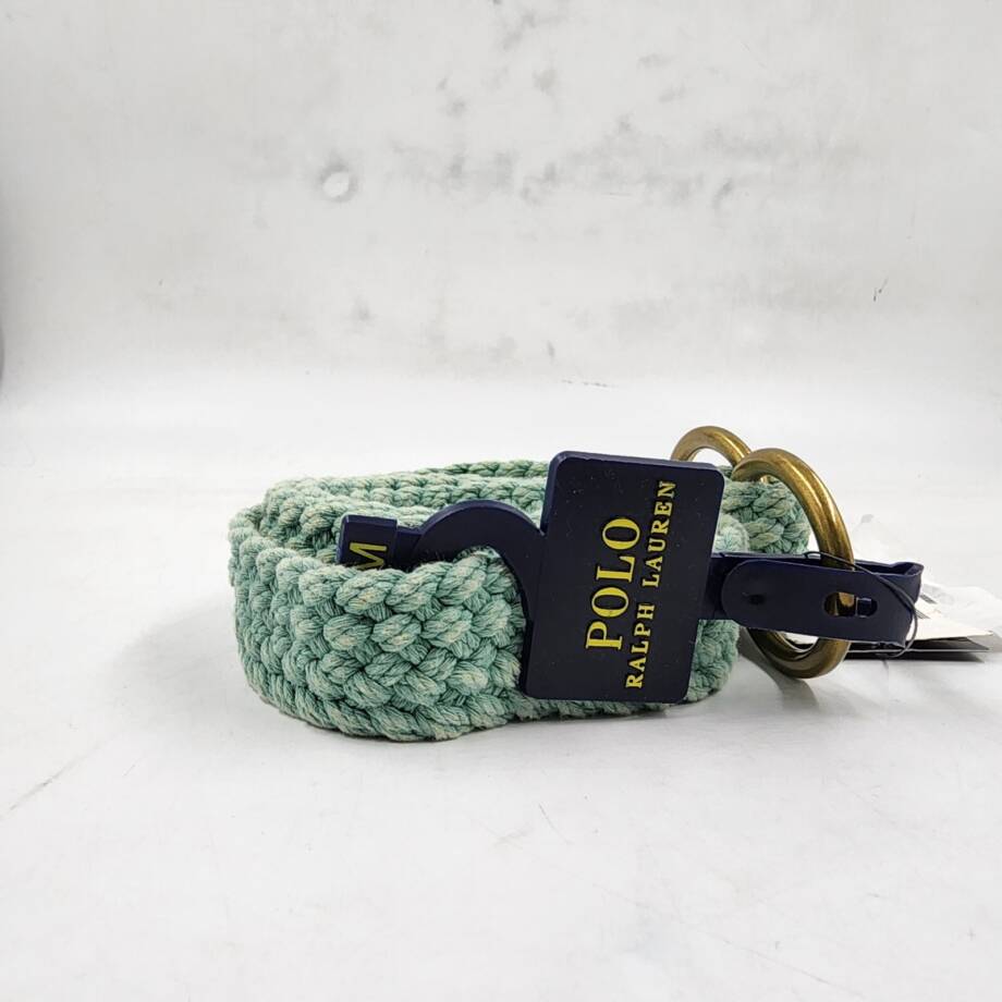 Polo Ralph Lauren Braided Belt Men's M Faded Mint Double O Ring Embroidered Logo