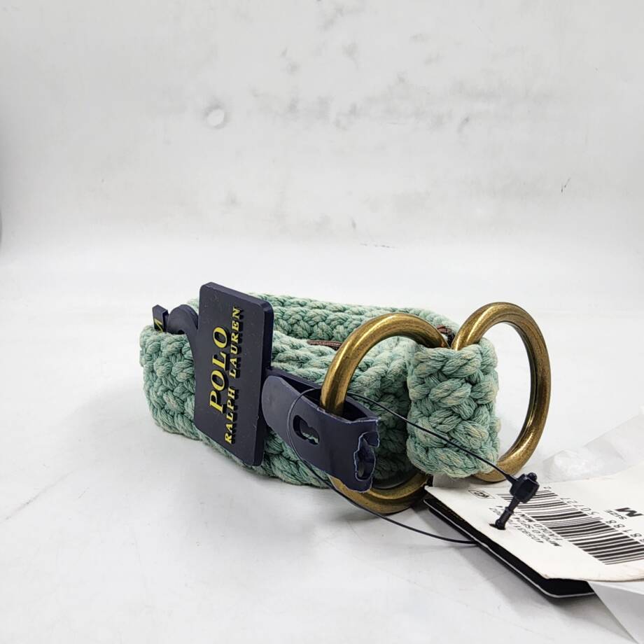 Polo Ralph Lauren Braided Belt Men's M Faded Mint Double O Ring Embroidered Logo