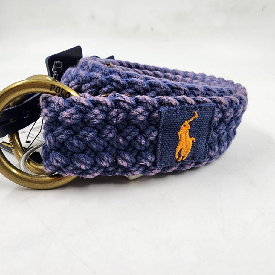 Polo Ralph Lauren Braided Belt Men's M Old Royal Double O Ring Embroidered Logo