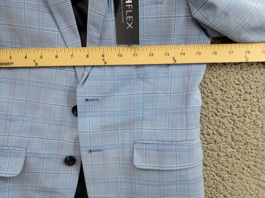 Tommy Hilfiger Stretch Deco Plaid Sport Coat Big Boys 10 Blue Flap Pockets L/S