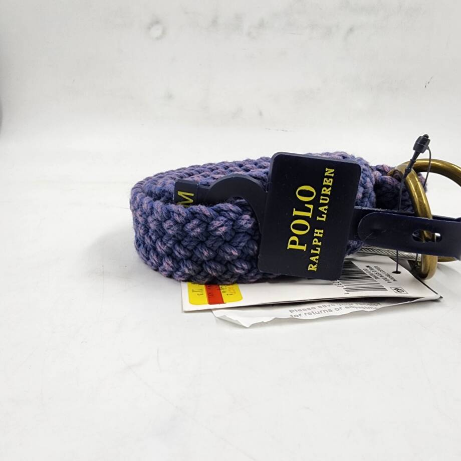 Polo Ralph Lauren Braided Belt Men's M Old Royal Double O Ring Embroidered Logo