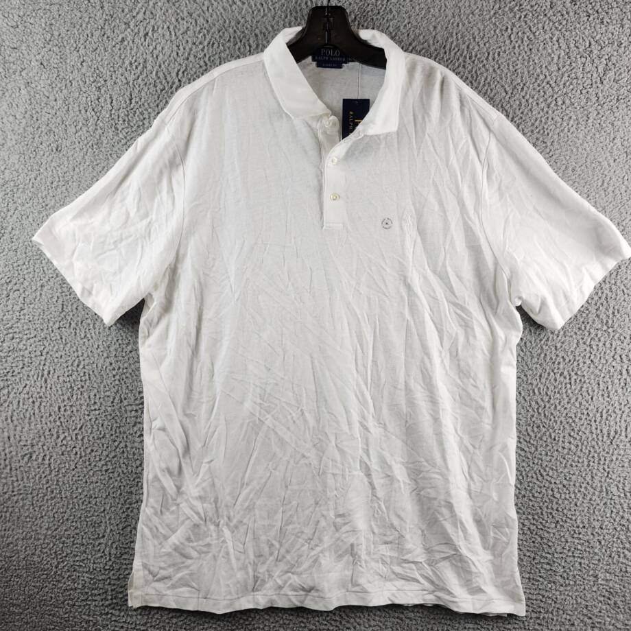 Polo Ralph Lauren Linen Blend Classic Fit Polo Shirt Men's XL White Short Sleeve