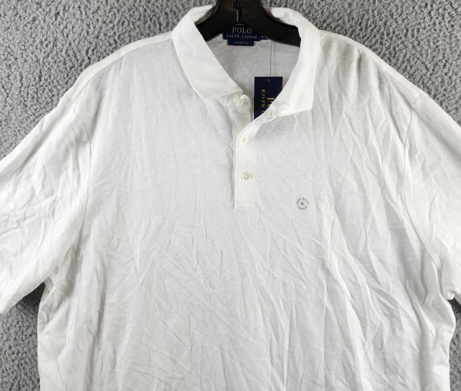 Polo Ralph Lauren Linen Blend Classic Fit Polo Shirt Men's XL White Short Sleeve