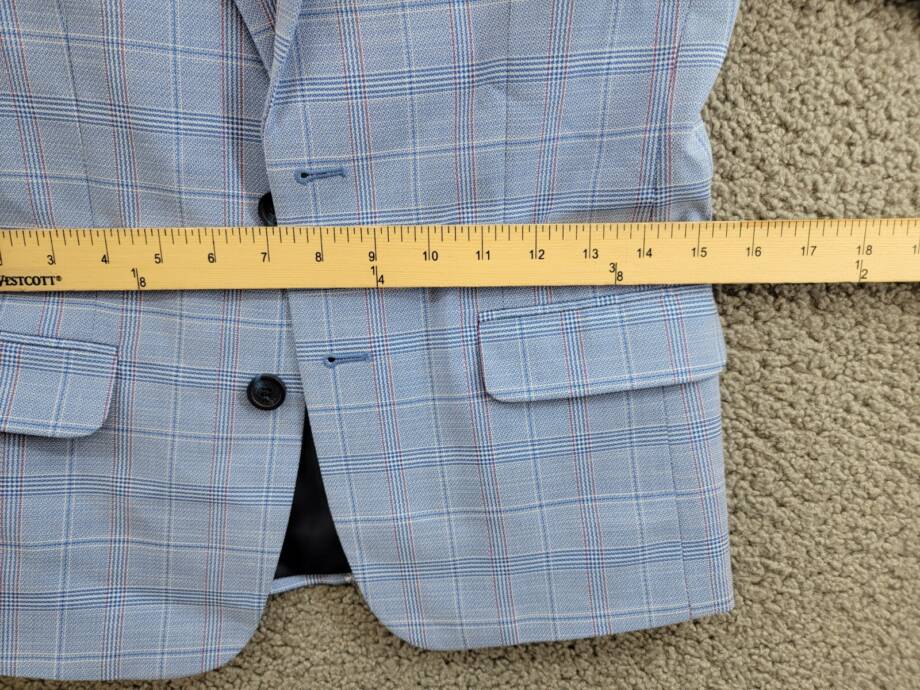 Tommy Hilfiger Stretch Deco Plaid Sport Coat Big Boys 10 Blue Flap Pockets L/S