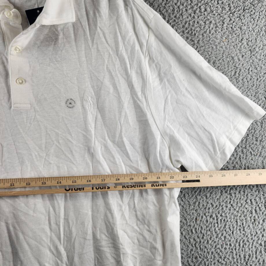 Polo Ralph Lauren Linen Blend Classic Fit Polo Shirt Men's XL White Short Sleeve