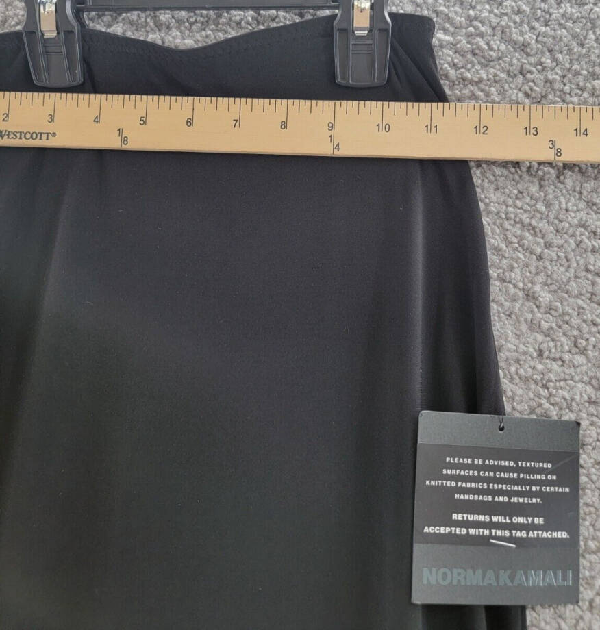 Norma Kamali Side Slit Maxi Skirt Women's XXS/28 Black Elastic Waist Pull On~