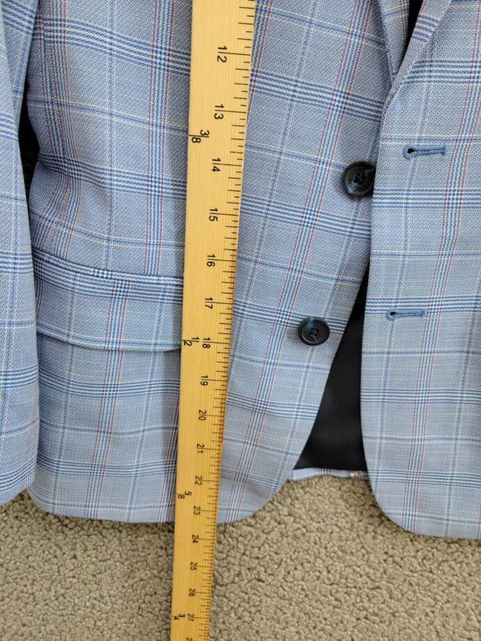 Tommy Hilfiger Stretch Deco Plaid Sport Coat Big Boys 10 Blue Flap Pockets L/S