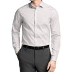 Calvin Klein Steel + Slim Fit Dress Shirt Men's XL 34/35 17 Pink Multi Collared