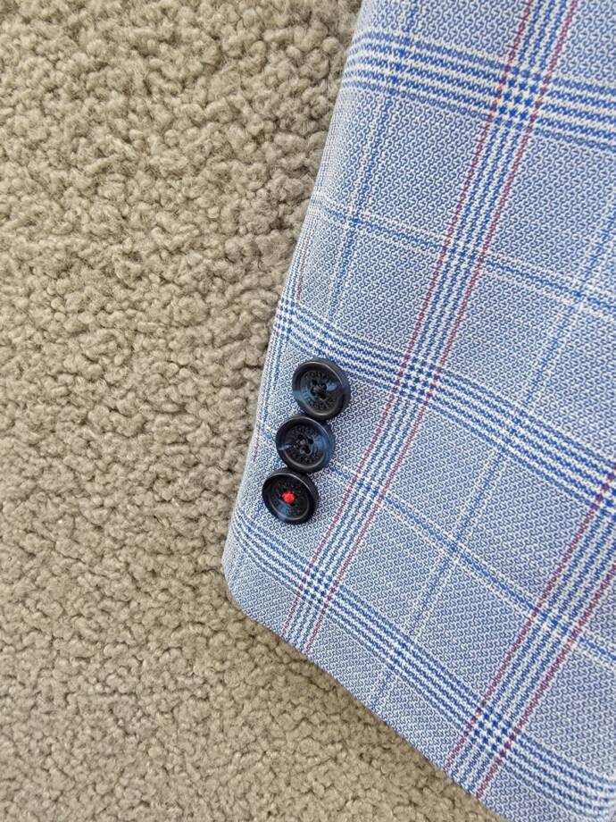 Tommy Hilfiger Stretch Deco Plaid Sport Coat Big Boys 10 Blue Flap Pockets L/S