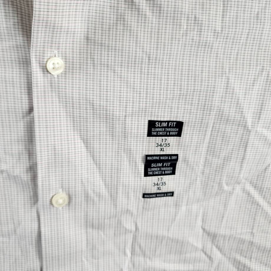 Calvin Klein Steel + Slim Fit Dress Shirt Men's XL 34/35 17 Pink Multi Collared