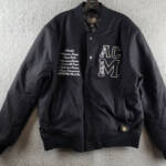 A.C. MILAN Wool Blend Coach Jacket Men's XL Black Snap Closure Long Sleeves