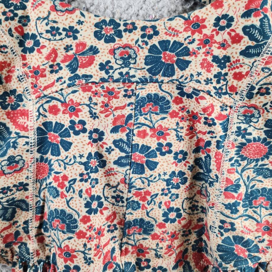 Free People Melanie Long Sleeve Top Women's M Sand Combo Ruffle-Trim Pullover