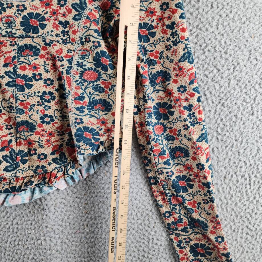 Free People Melanie Long Sleeve Top Women's M Sand Combo Ruffle-Trim Pullover